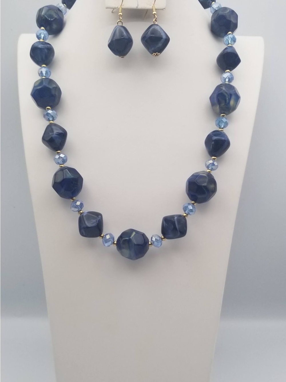 Blue Beaded Necklace and Earring Set - Women Jewelry